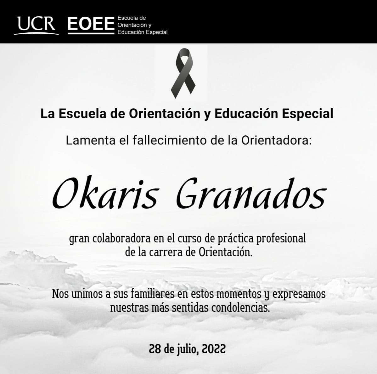 Obituario profesora Okaris Granados