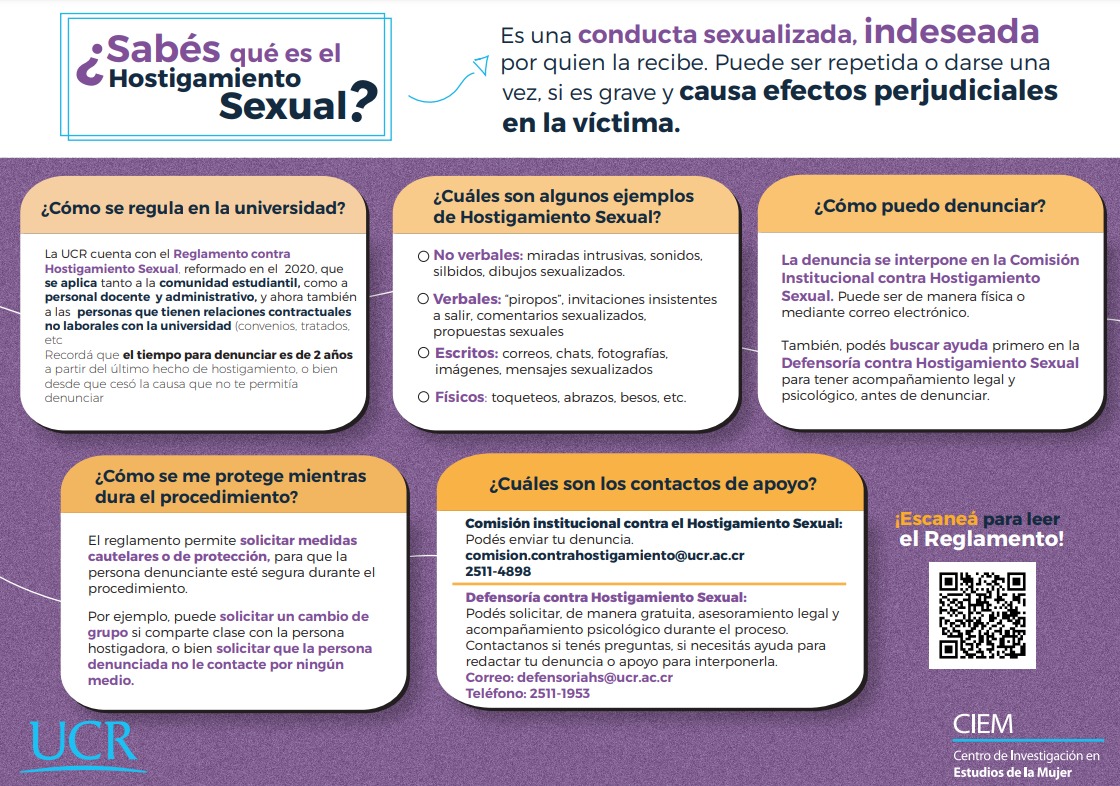 Infografía sobre el Reglamento de Atención y Prevención del Hostigamiento Sexual en la UCR
