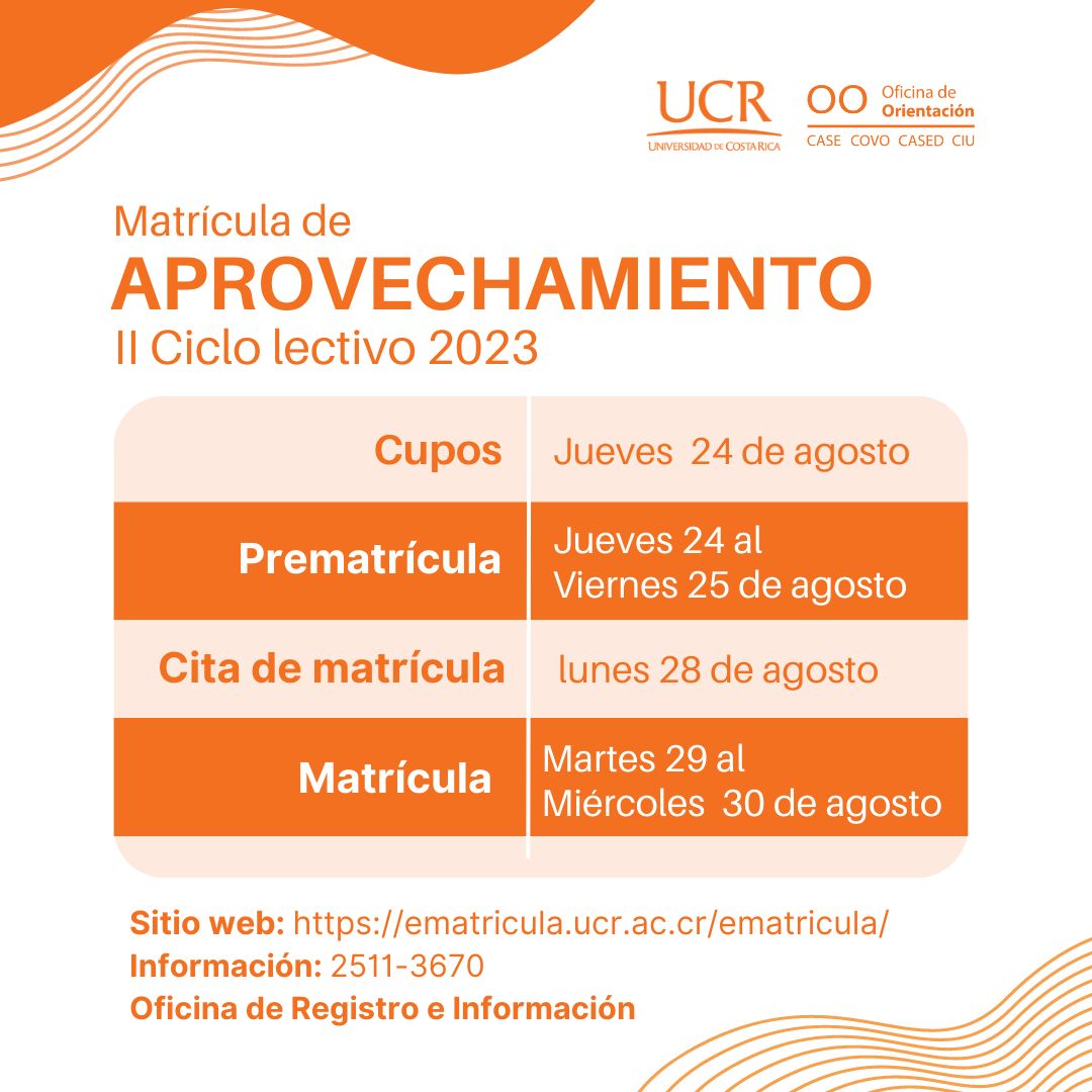 Matrícula de aprovechamiento a partir del 24 de agosto 2023