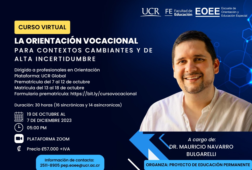 Afiche con texto igual a la publicación y foto del profesor.