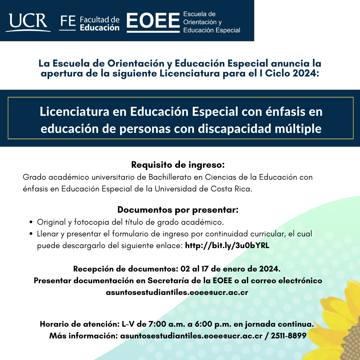 Licenciatura en Educación Especial con énfasis en educación de personas con discapacidad múltiple