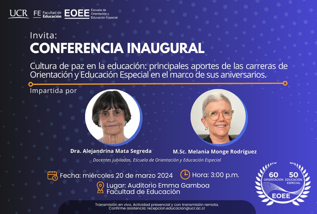 Afiche con información igual a la publicación y fotos de las expositoras.