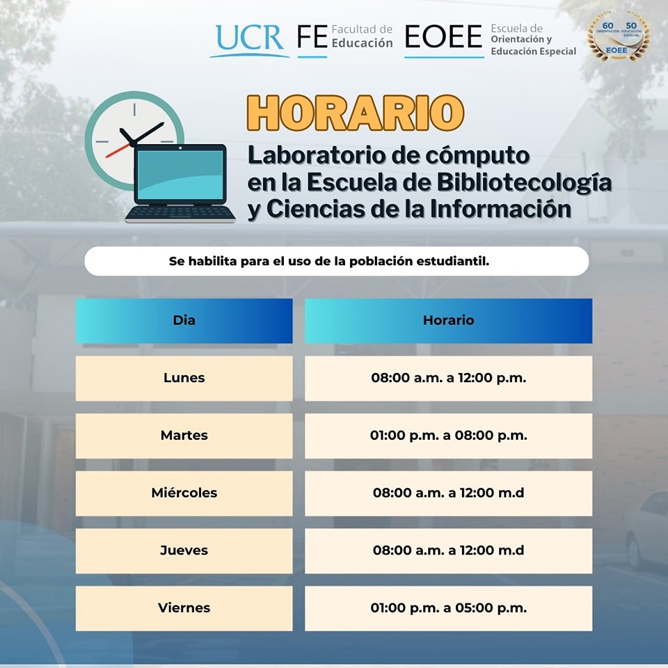 Horario del laboratorio de la EBCI igual al descrito en la publicación