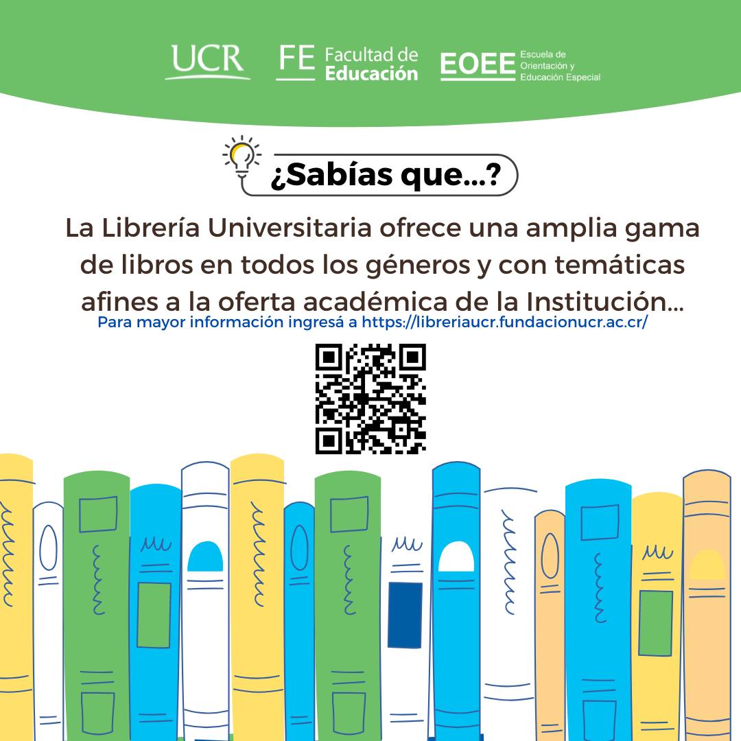 El título principal, "¿Sabías que...?", introduce el anuncio, seguido por un texto claro y conciso: "La Librería Universitaria ofrece una amplia gama de libros en todos los géneros y con temáticas afines a la oferta académica de la Institución..." Debajo de este texto, se proporciona un enlace web destacado en un color llamativo: https://f.mtr.cool/taodysergd que dirige a la página oficial de la Librería Universitaria para obtener más información. 