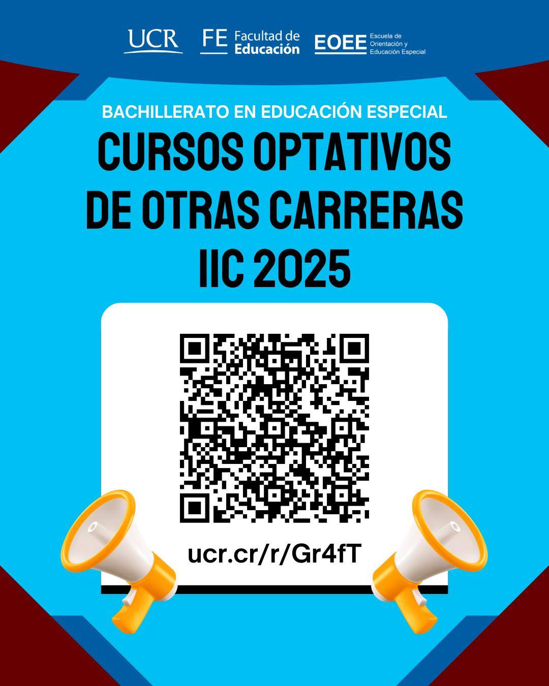 Afiche con código QR al sitio de cursos optativos.